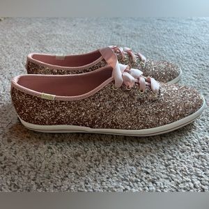 Kate Spade rose gold glitter keds